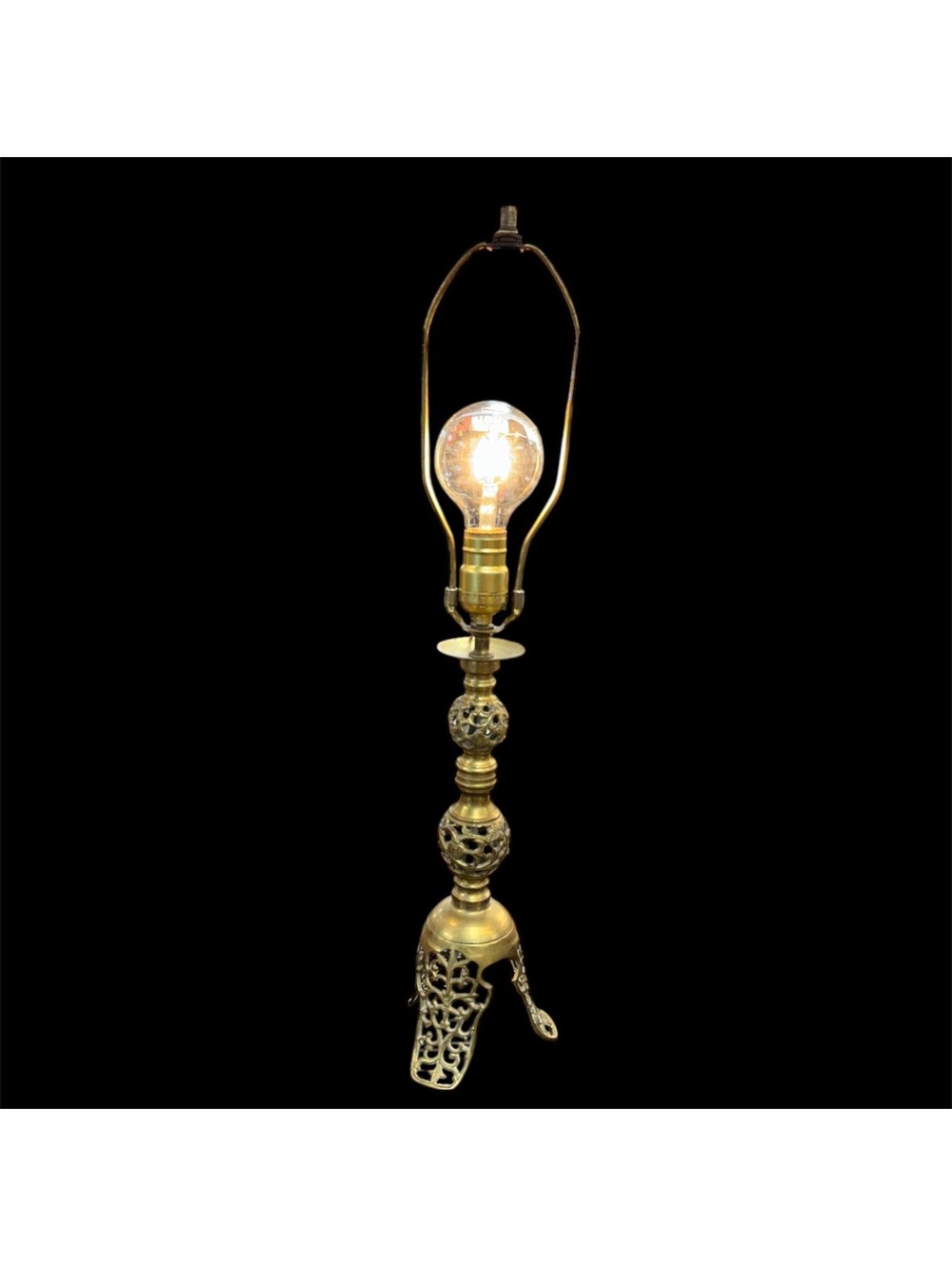 Vintage Brass 19th Century converted Candlestick lamp - no shade